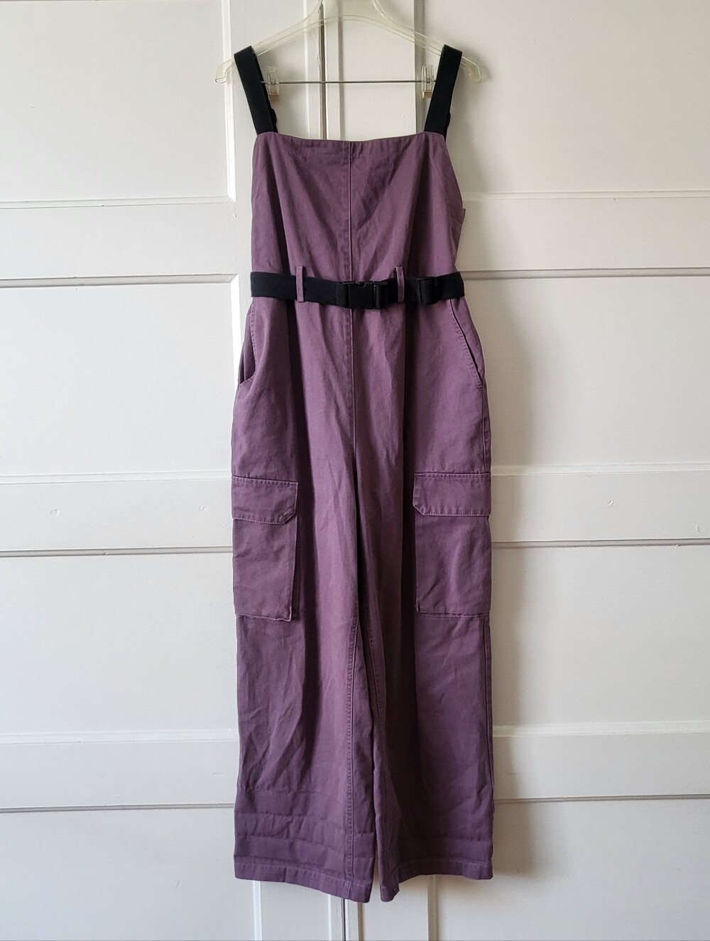 Rachel Comey Purple Utility Cargo Wide Leg Jumpsuit Belted XS